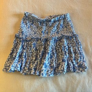 Blue High-Rise Floral Skirt